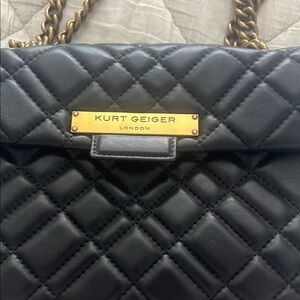 Kurt Geiger Black and Gold Quilted Shoulder Bag